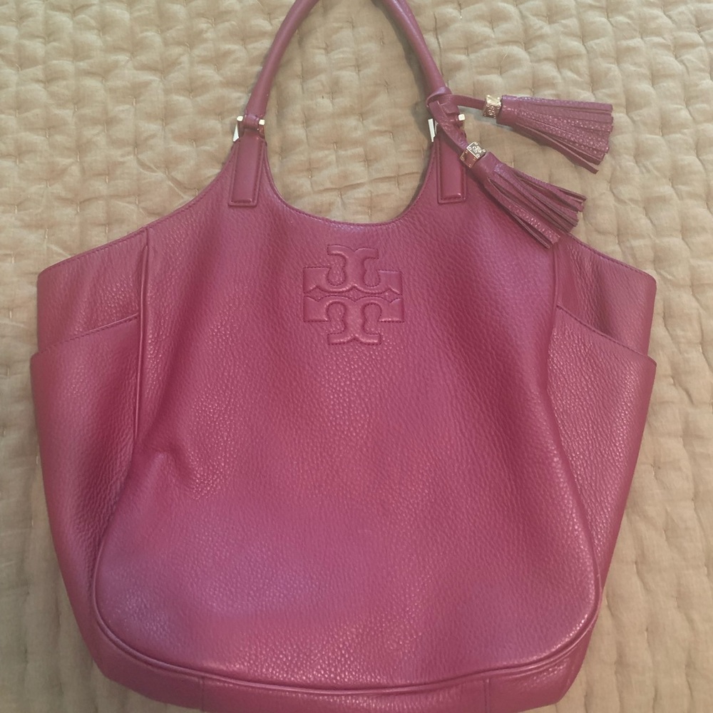 Large, maroon, Tory Burch purse
